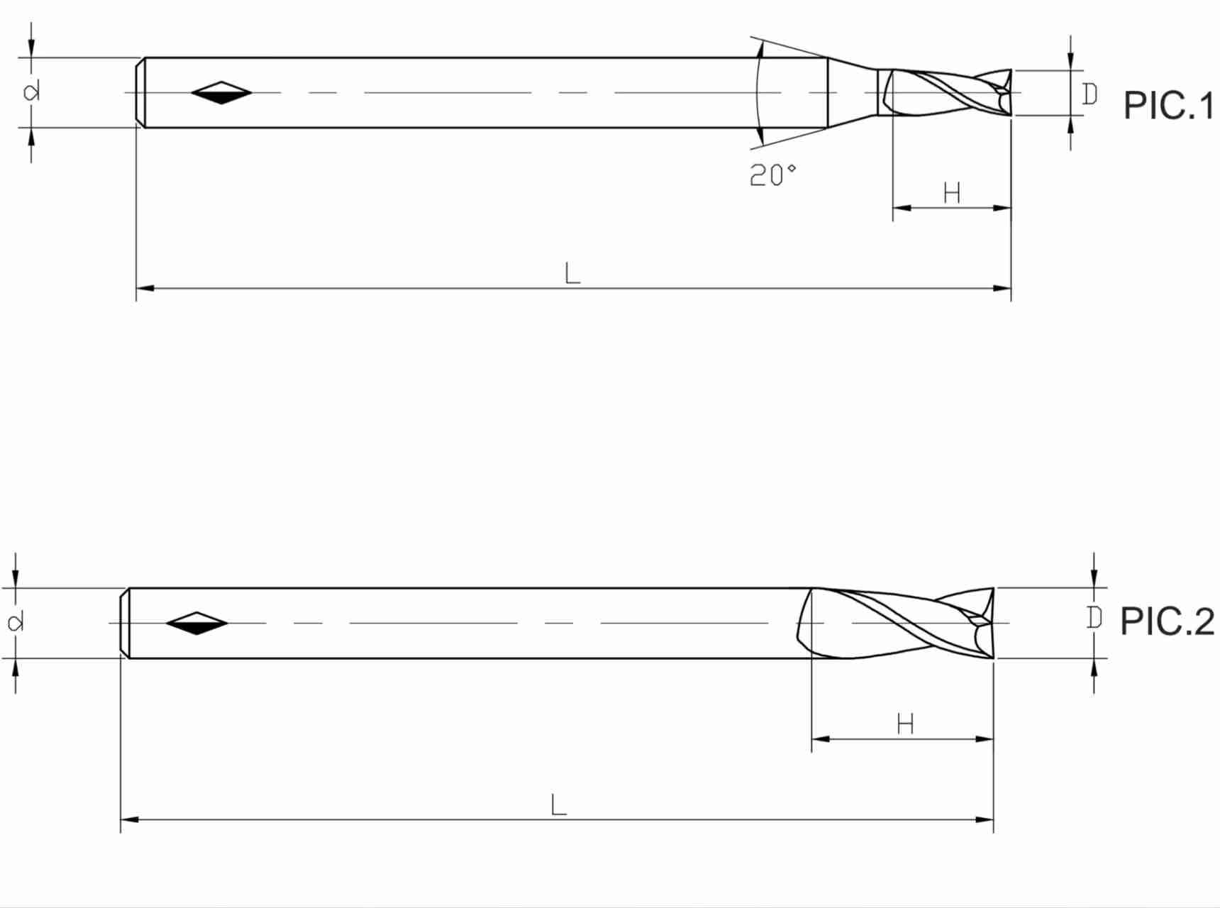 High-performance Two Blade Flat End Mill