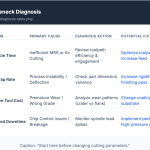 Bottleneck diagnosis table for cycle time, scrap, tool cost, downtime，start here before changing cutting parameters.